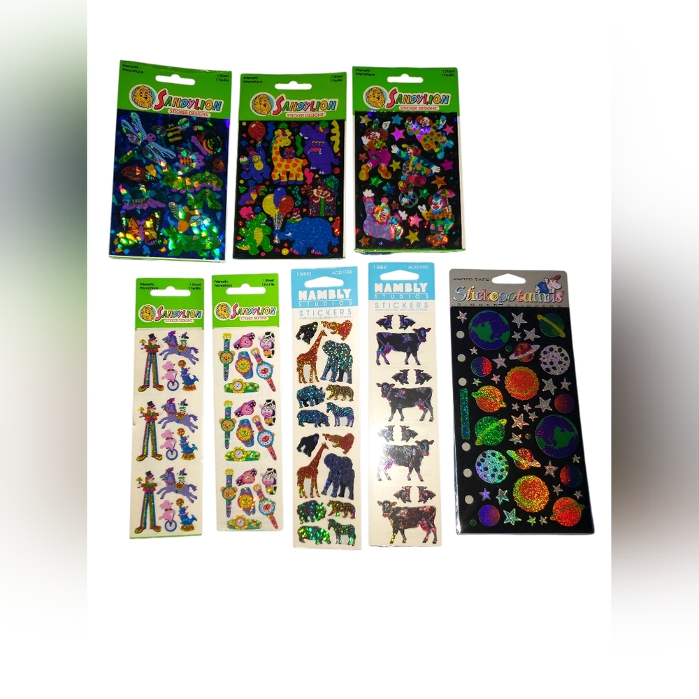 RARE 80s 90s Vintage Prismatic Sticker Sheets Lot Of 8 Sheets NIP